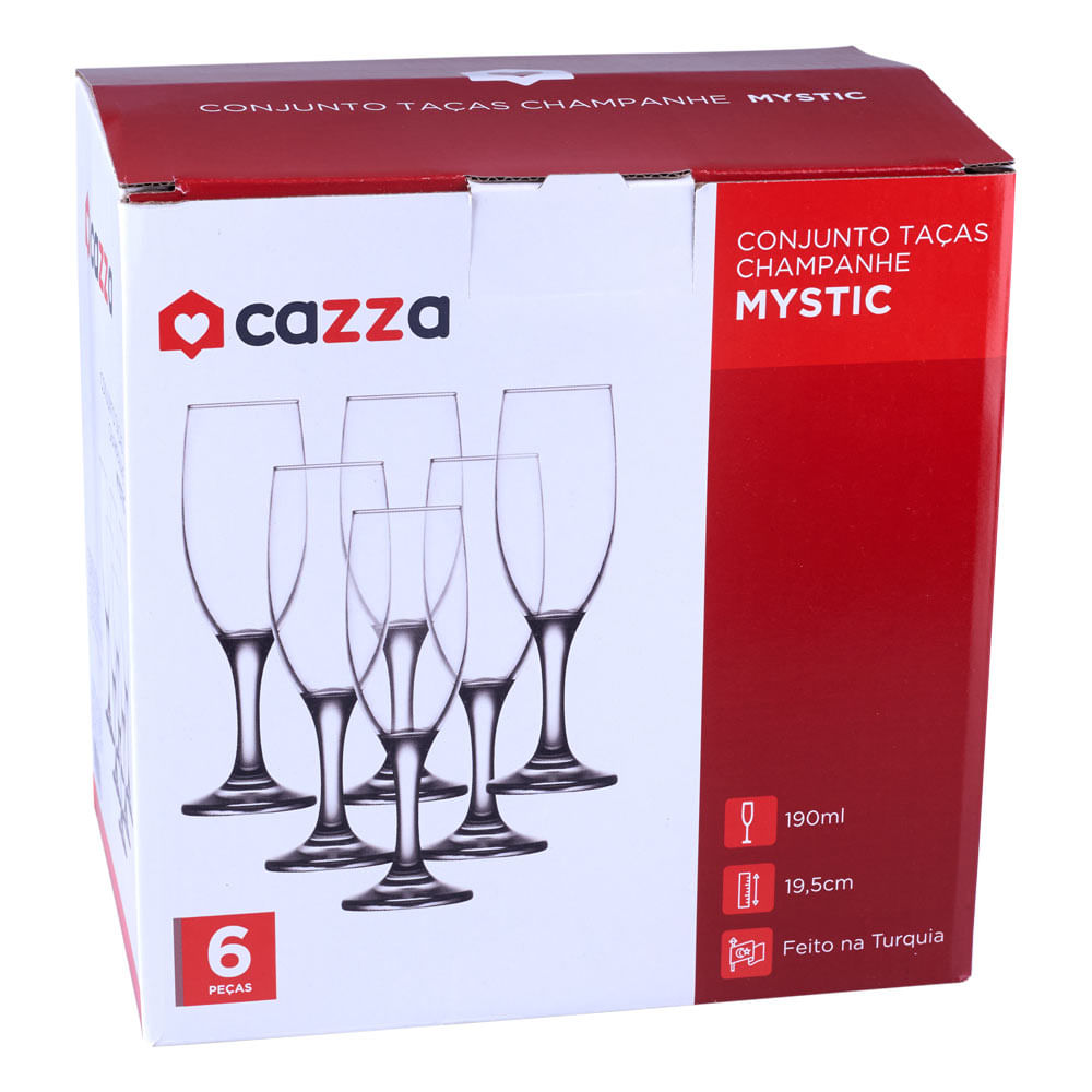 Conjunto com 6 Taças Champagne 190ml Mystic CV244249 Cazza