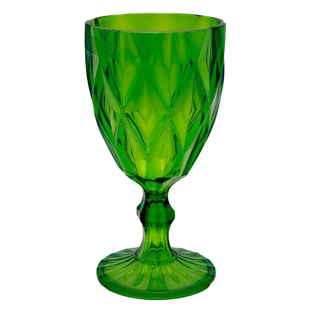 Jogo 12 Taças De Acrílico Verde Diamond Diamante Festa Piscina Plástico 330ml Lyor