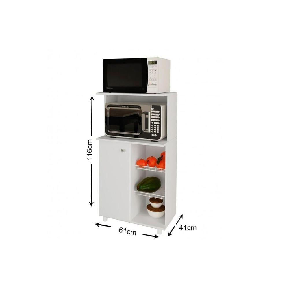 Balcão Multiuso Cozinha Fruteira Bf-3207 C/ 1 Porta 2 Cestos E 1 Nicho Branco - Tecno Mobili