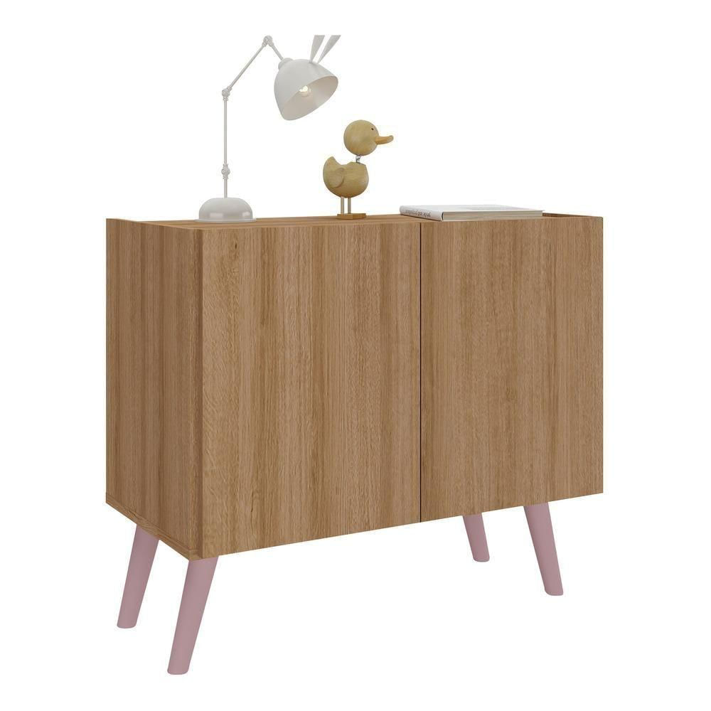 Mesa De Cabeceira Retrô 2 Portas Multimóveis Mp4133 Rustic/rosa Rustic/rosa