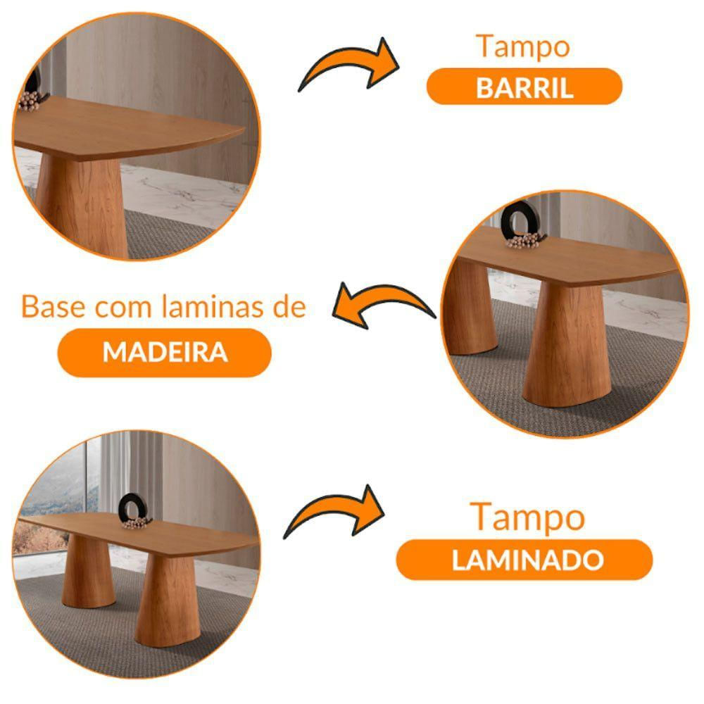 Mesa Para Sala De Jantar Noronha Moderna Mobília Cinamomo Imbuia