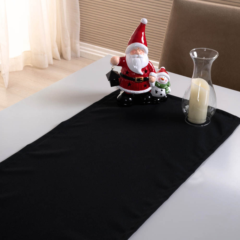 Caminho de Mesa Basic Liso 1 Peça 1,30m x 40cm Decorativo Tecido Oxford - Preto