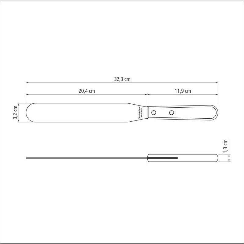 Espátula Confeiteiro Tramontina Lâmina em Aço Inox e Cabo em Madeira Tratada Polywood Vermelho 8" 21161/178