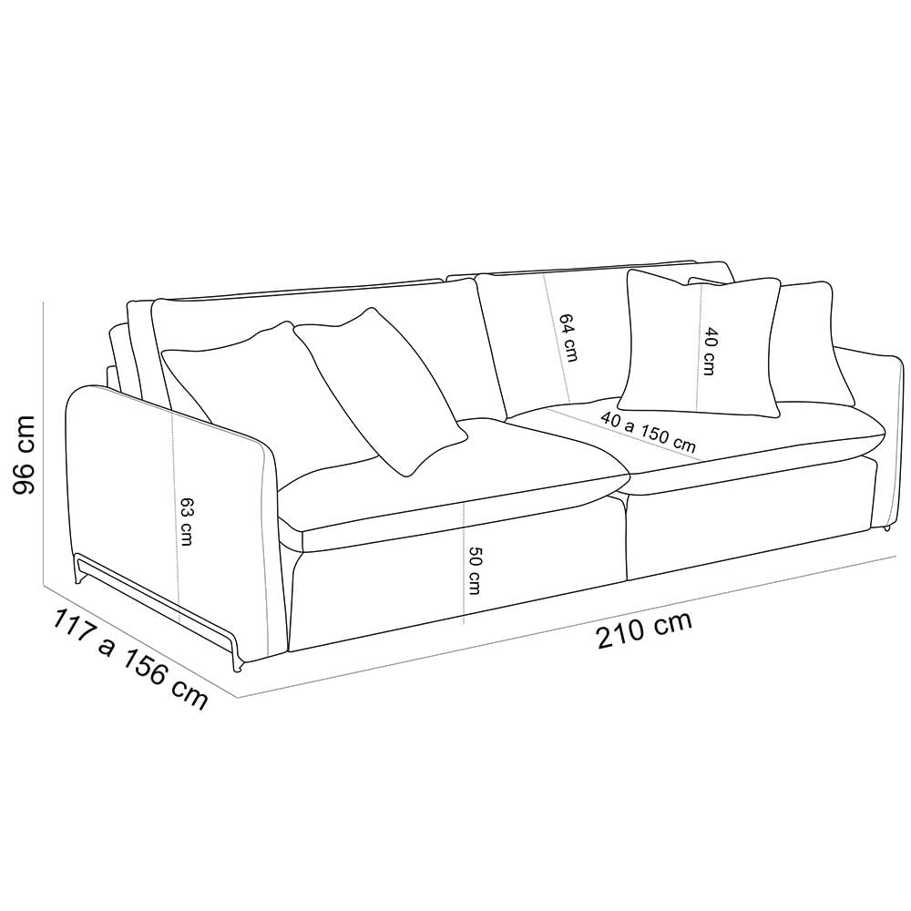 Sofá Cama Retrátil Para Sala de Estar 3 Lugares 210cm Lee T03 Linho Cinza Urano - Lyam Decor