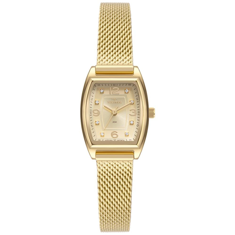 Relógio Technos Feminino Ref: 2035mzw/1d Retangular Mesh Dourado