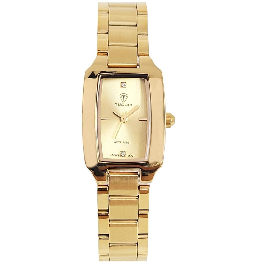 Relógio Tuguir Feminino Ref: 1400 Tg30331 Retangular Dourado