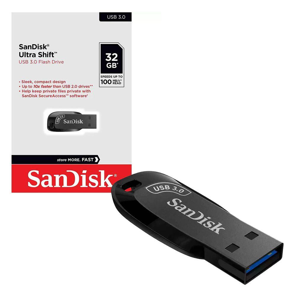 Pendrive 32gb Sandisk Ultra Shift, Usb 3.0, Leitura 100mb-s - Sdcz410-032g-g46