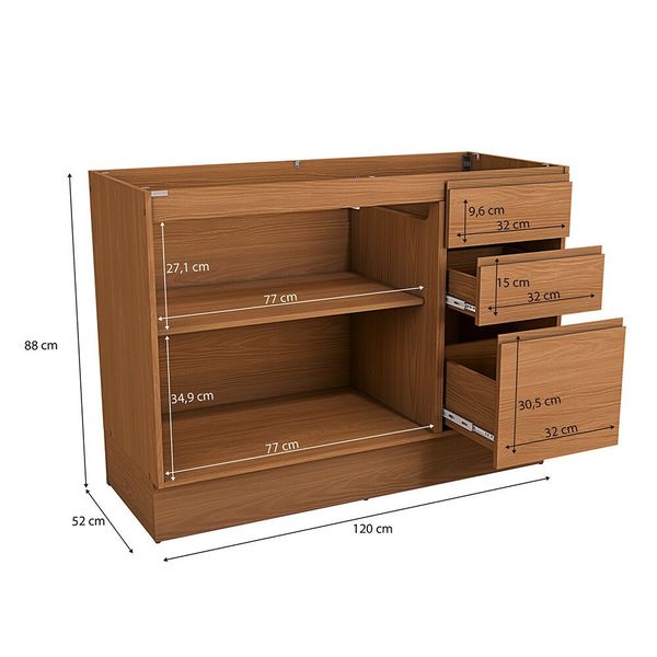 seeページ Balcão 120 cm 2 Portas 3 Gavetas Kappesberg Ciela - R626