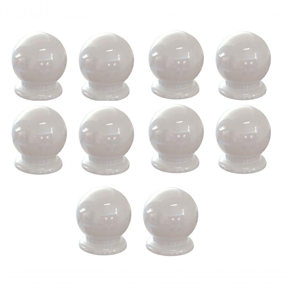 10 Puxadores Bolinha Pp Branco Cômoda Armário Guarda Roupa