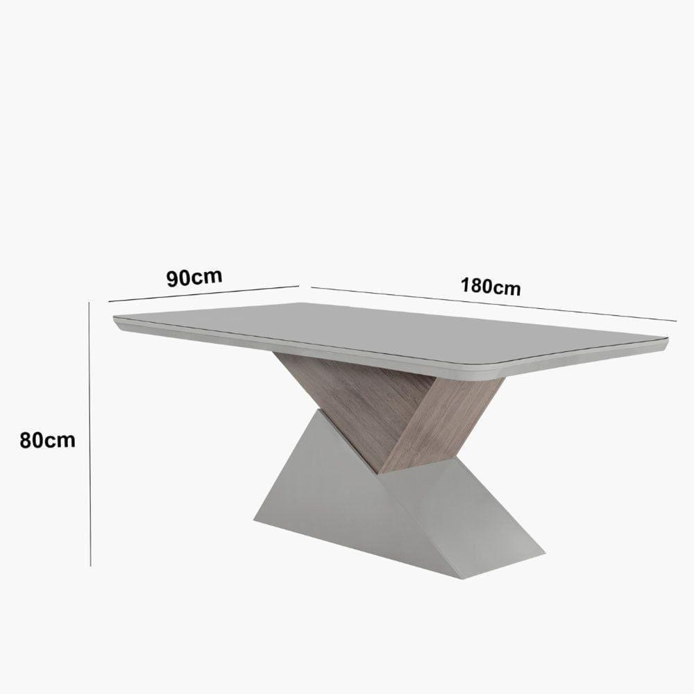 Mesa Sala De Jantar Aster 180cm E 6 Cadeiras Melissa Moderna Veludo Marrom Off White Imbuia