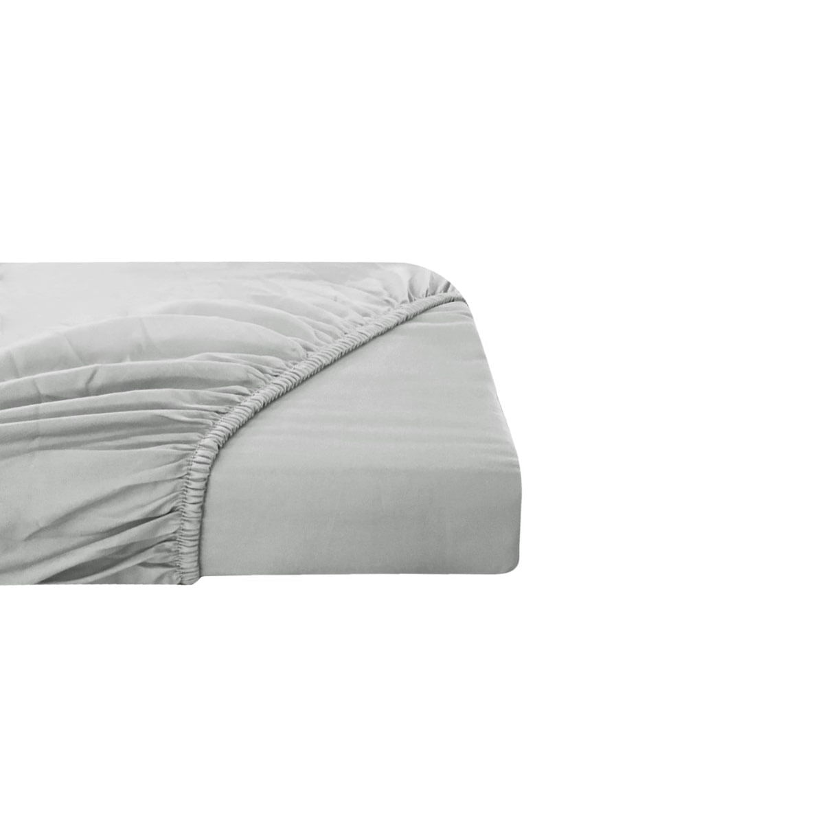 Lencol Elastico CASAL Algodao 300 Fios Acetinado Cinza Avulso