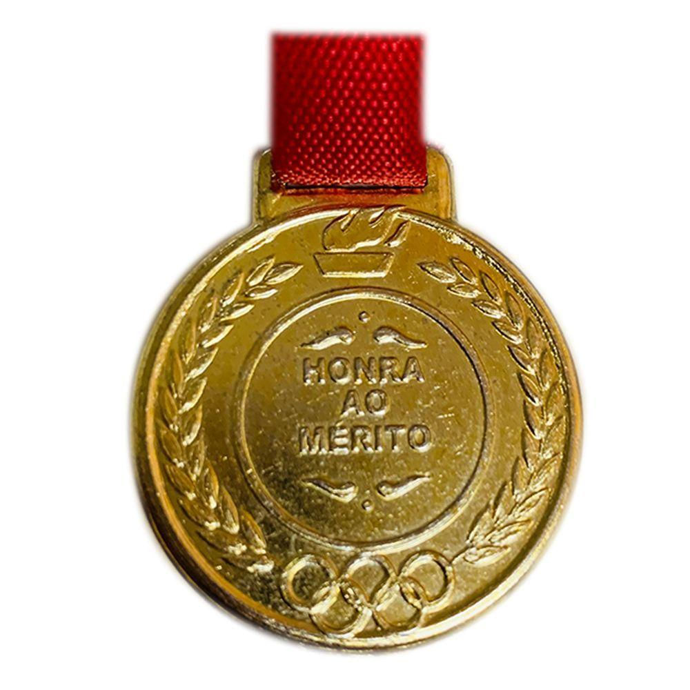 100 Medalhas Pequenas Mini Ouro Prata Bronze Fita Vermelha ouro