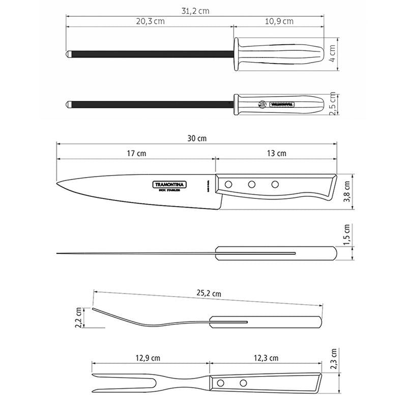 Jogo para Churrasco Tramontina 3 Peças 22299/055