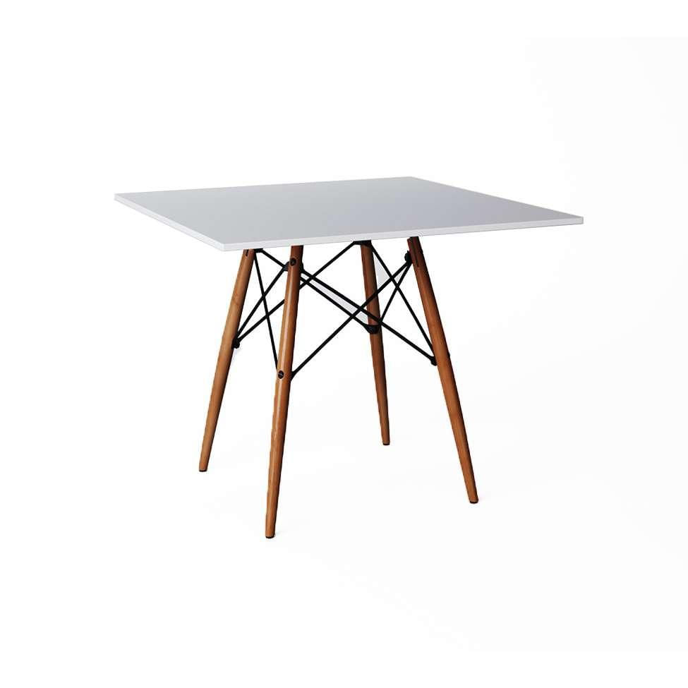 Mesa de Jantar Quadrada Eiffel Wood Branca 90 cm