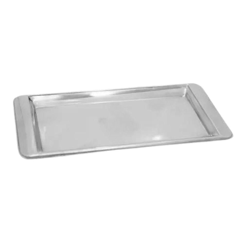 Bandeja Aço Inox Retangular Servir Café 30x14 Cm Multiuso