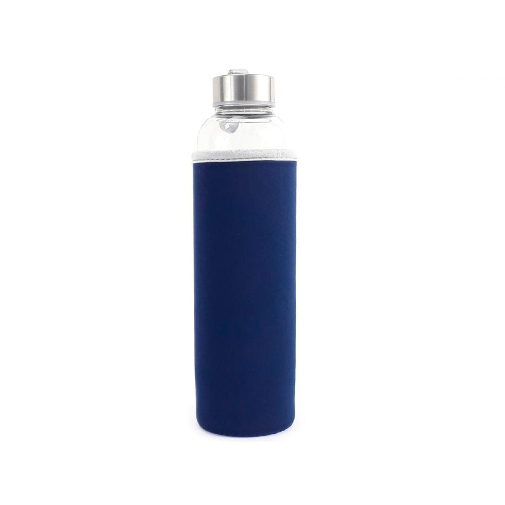 Garrafa Infusora Vidro Portátil 550ml Alça Azul