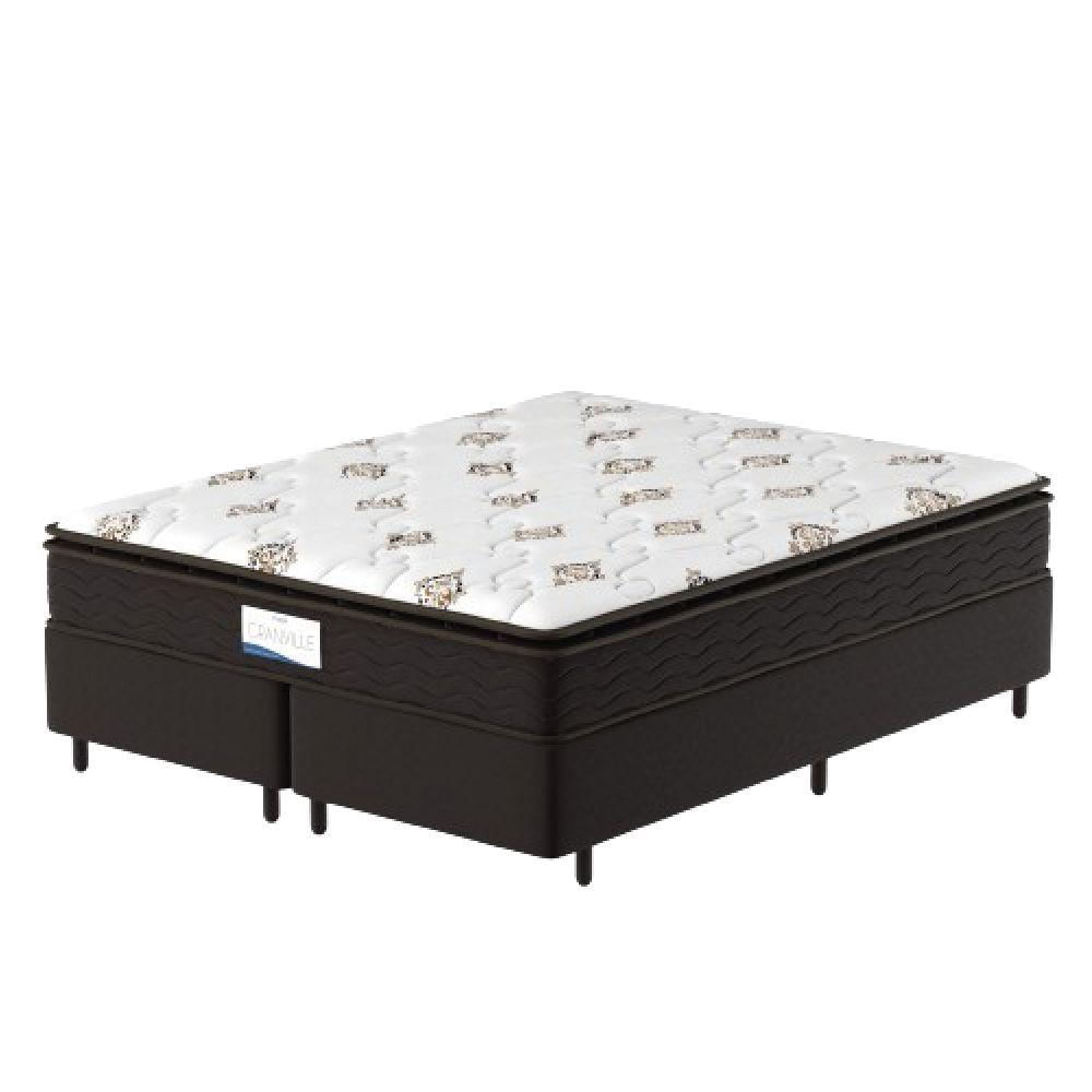 Cama Box Colchão Casal Queen Molas Ensacadas Granville Pillow Top 158x198x66cm Marrom/branco Probel