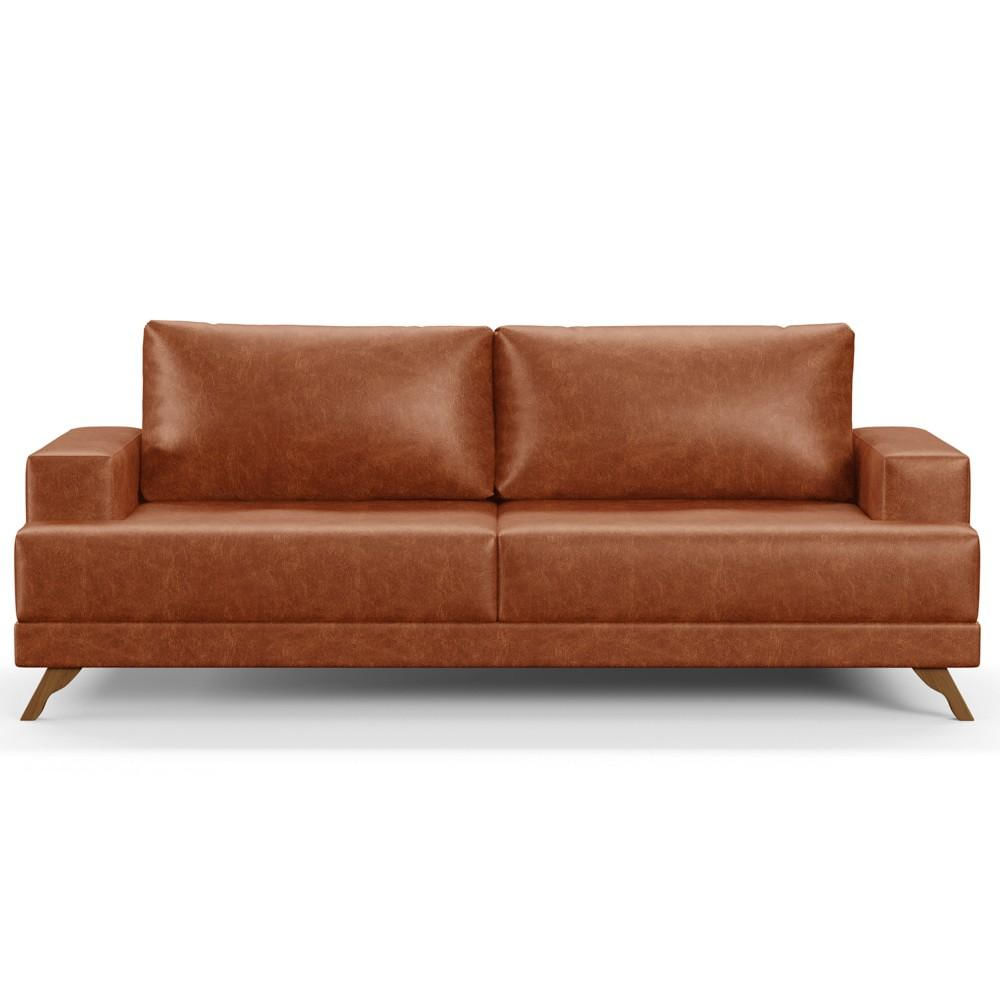 Sofá 2 Lugares 160cm Living Pés Curvos Santi D05 Sintético Camel - Mpozenato
