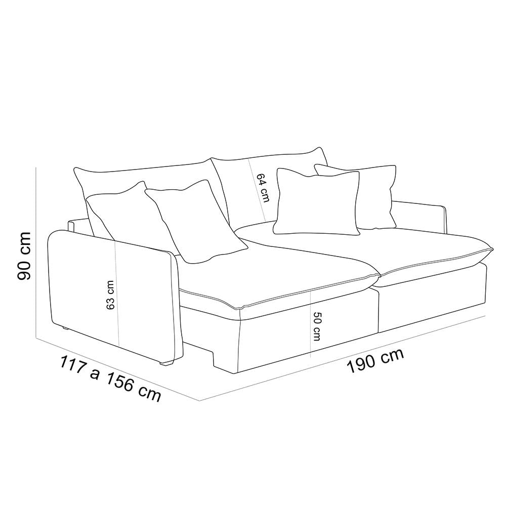 Sofá Cama Retrátil 3 Lugares Para Sala de Estar 190cm Asher T03 Veludo Bege - Lyam Decor