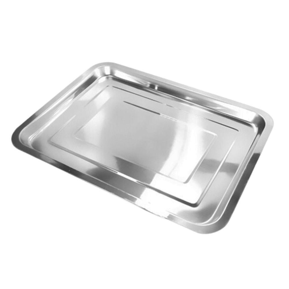 Bandeja Inox Rasa Retangular 45 X 35 Multi Uso Servir Grande