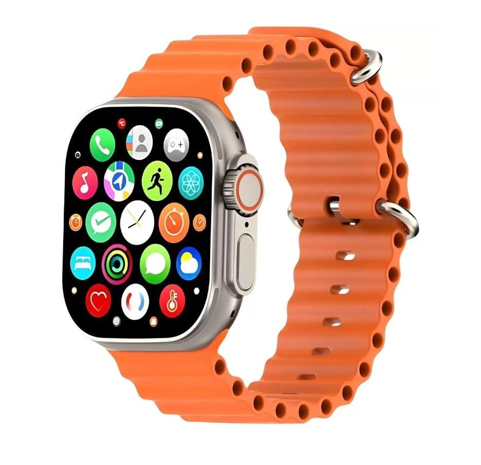 Relógio Digital Smartwatch Watch 9 Ultra Mini 41mm Pulseira Oceano Laranja