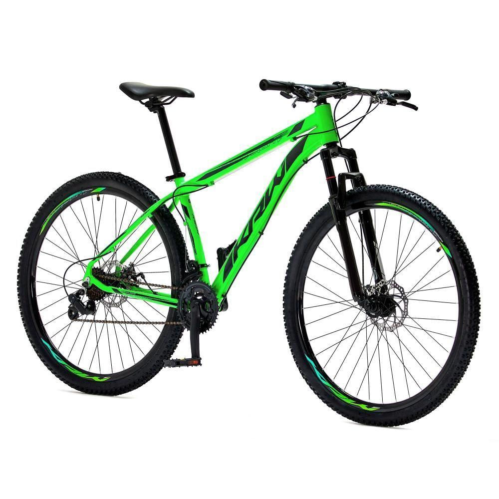 Bicicleta Aro 29 Krw Alumínio 27 Vel Freio Hidráulico Suspensão Dianteira S8 Verde-Preto 15.5 Verde-Preto