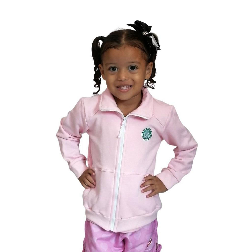 Blusa Infantil Palmeiras Rosa Moletom Oficial