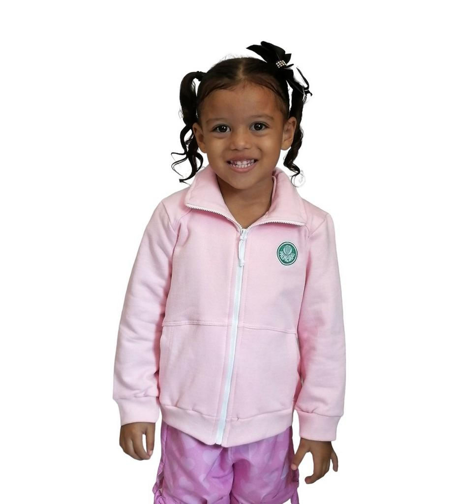 Blusa Infantil Palmeiras Rosa Moletom Oficial Tam 2