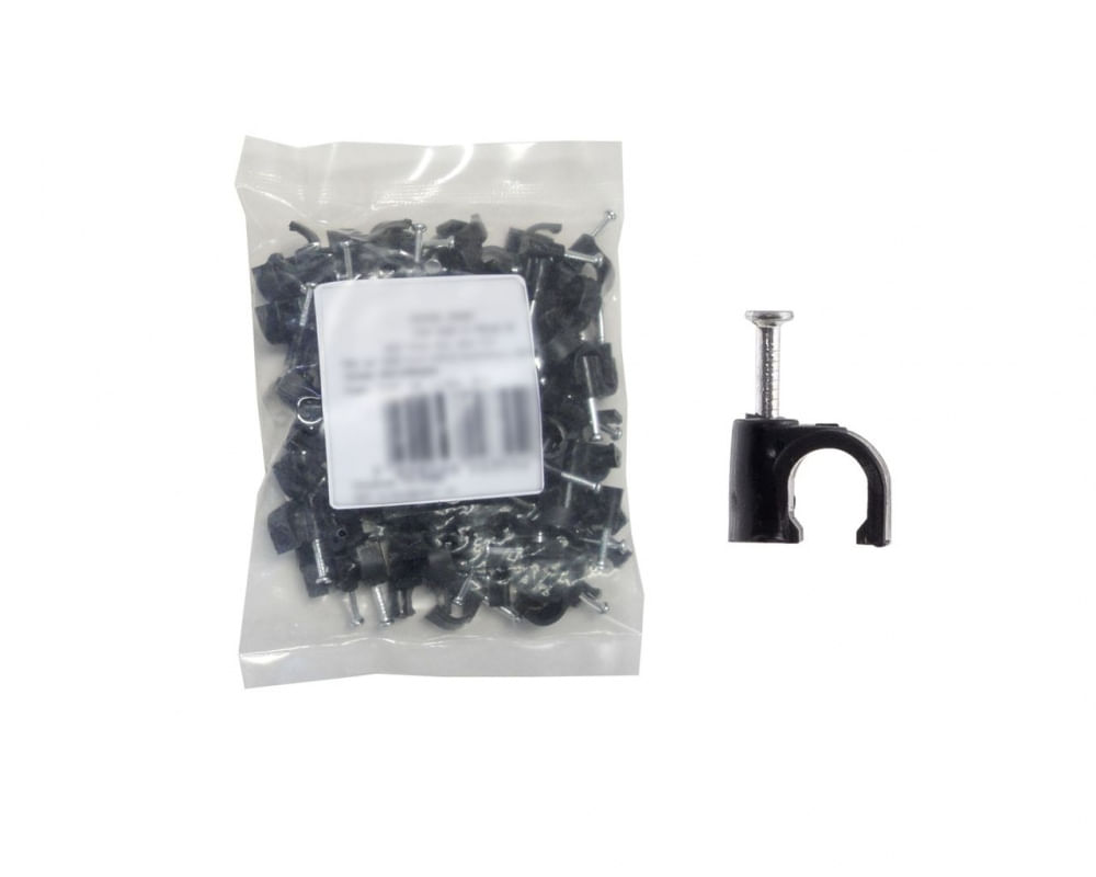 Fixa Fio P/Cabo C/Prego Aco Pr 07Mm 100 Pcs