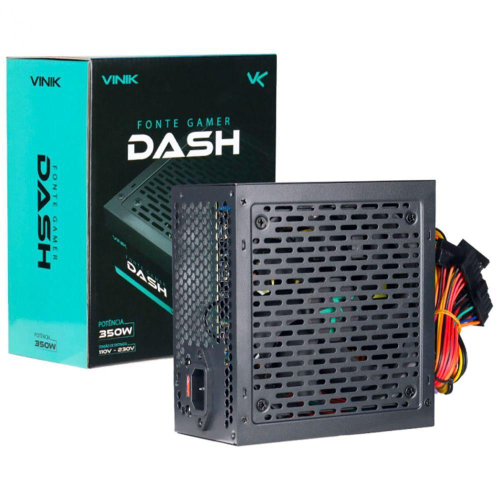 Fonte Gamer 350w Atx Vinik Dash, Bivolt Manual, Preto - Vfg350wp