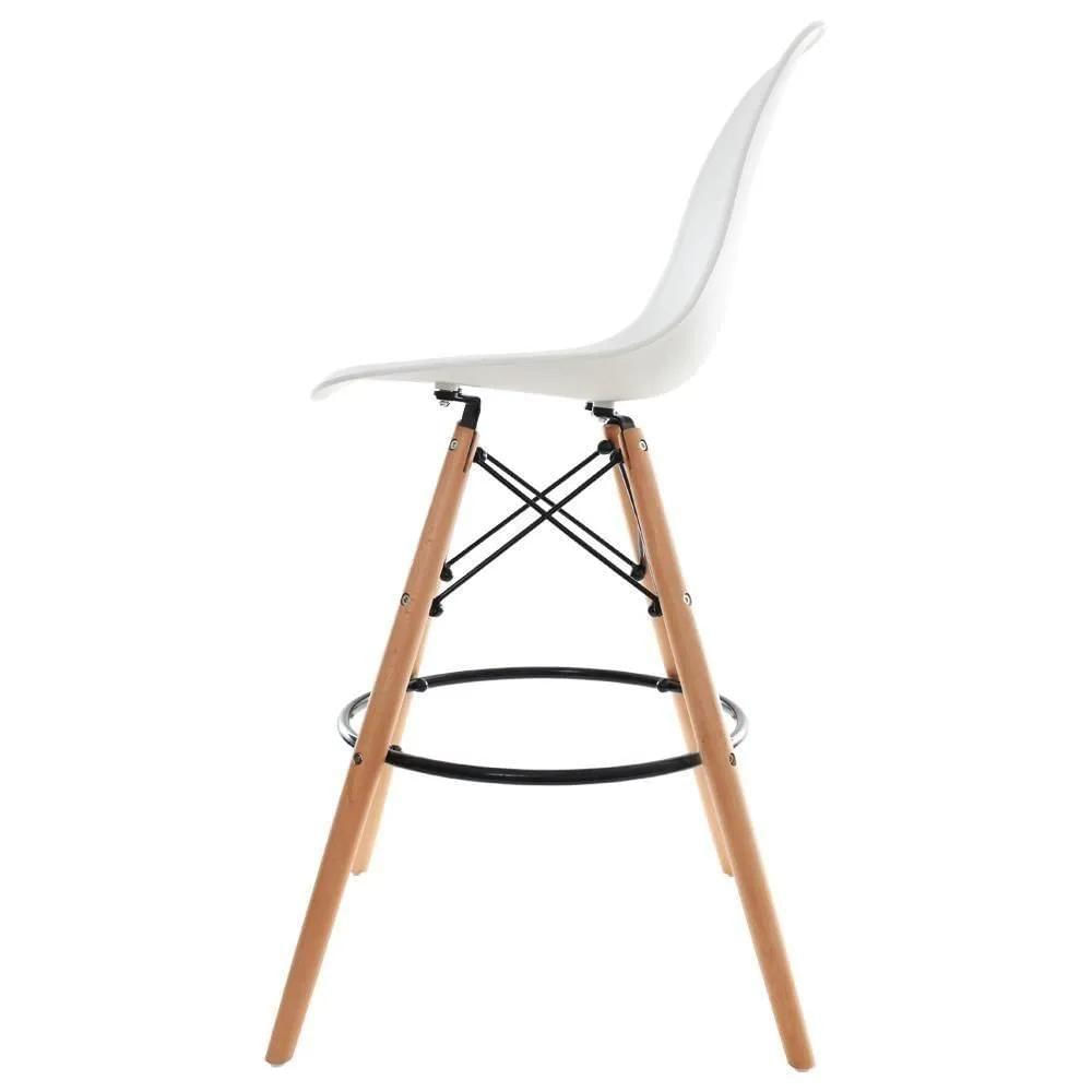 Kit 02 Banquetas Altas Eames Charles Eiffel - Branco Branco