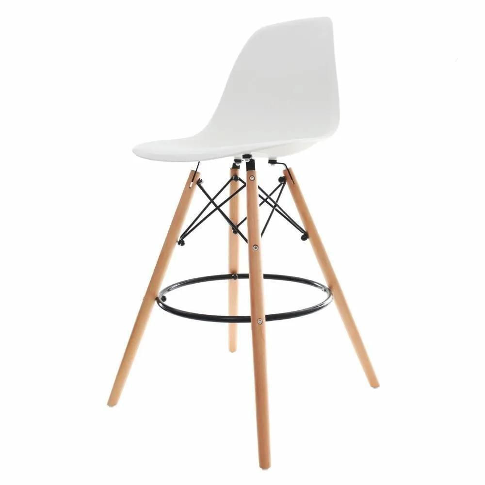 Kit 02 Banquetas Altas Eames Charles Eiffel - Branco Branco