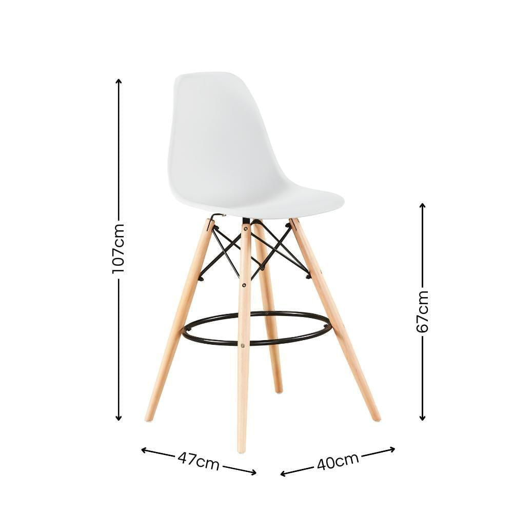 Kit 04 Banquetas Altas Eames Charles Eiffel - Branco Branco