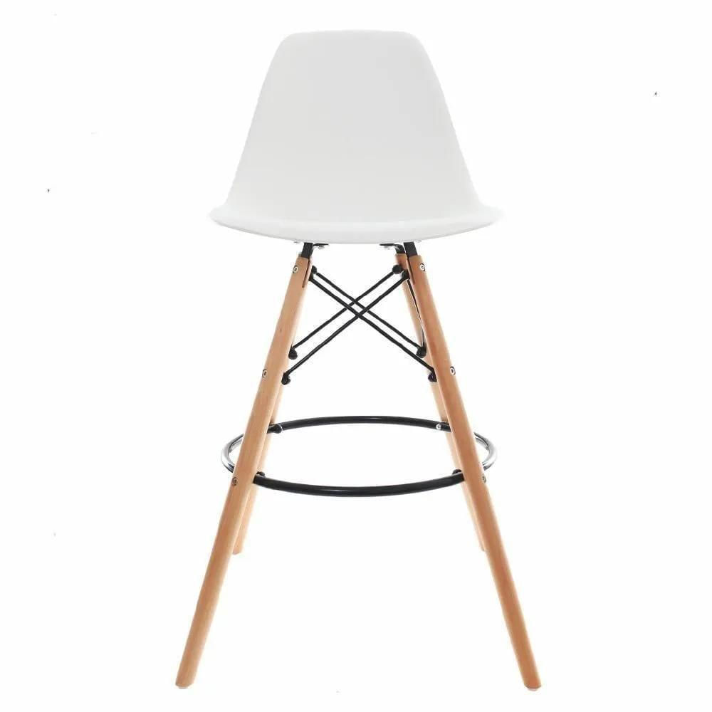 Kit 02 Banquetas Altas Eames Charles Eiffel - Branco Branco