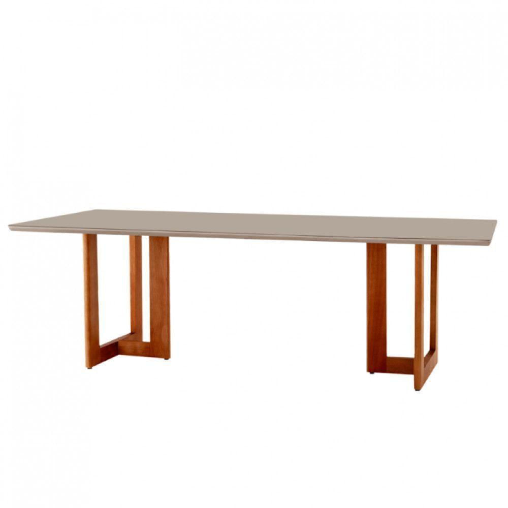 Mesa Para Sala De Jantar Patros 220cm Moderna Mobília Cinamomo Imbuia/champanhe