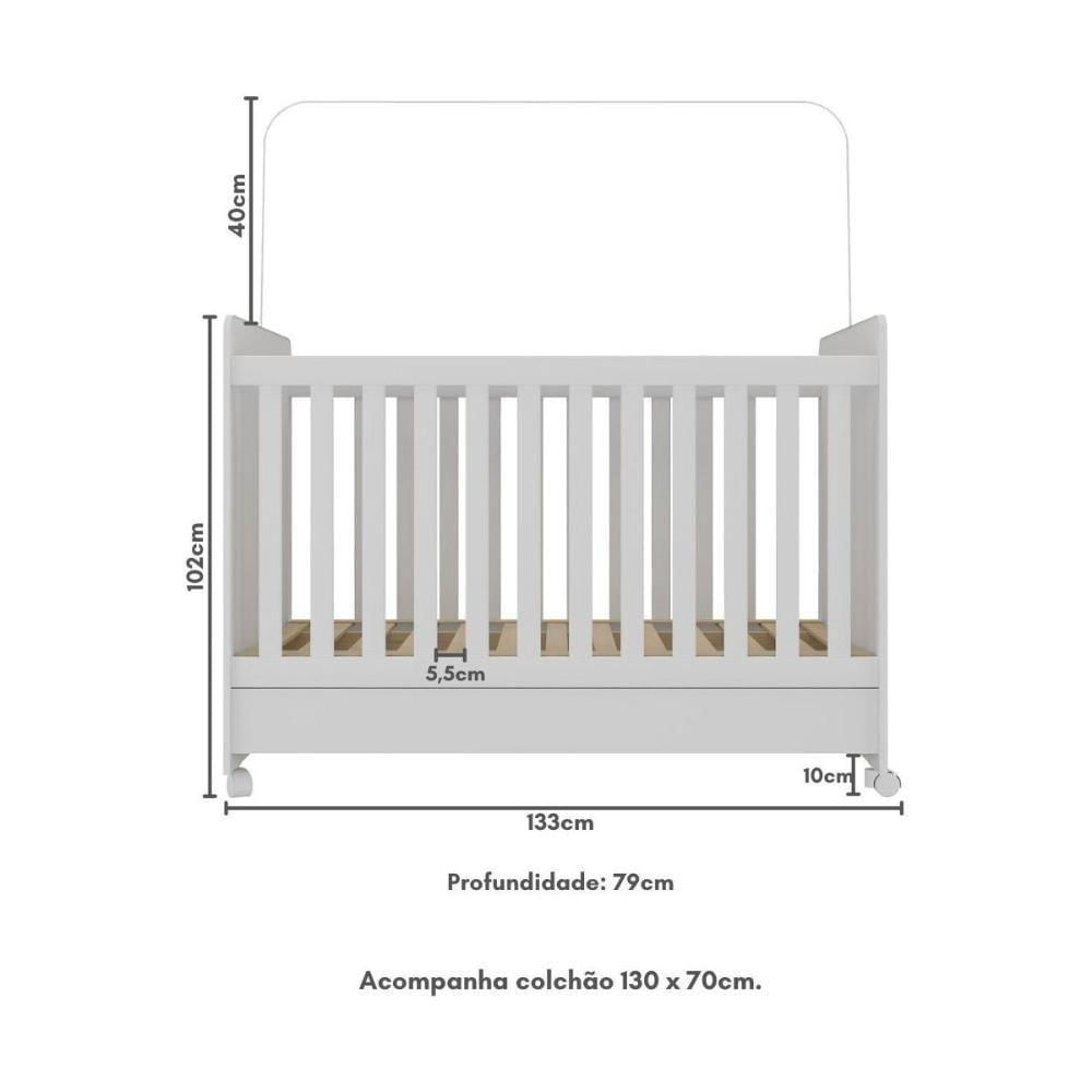 Berço Americano 3x1 Com Colchão Incluso E Rodízios P Multimóveis Branco