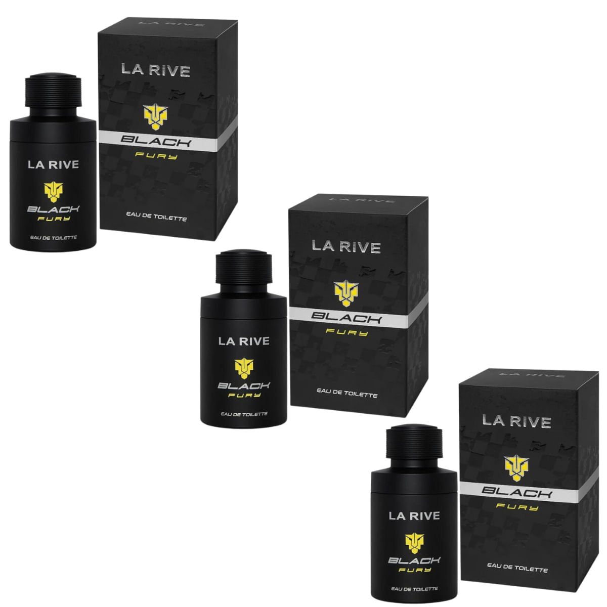 Kit com 3 Perfumes La Rive Black Fury 75ml  para Homen