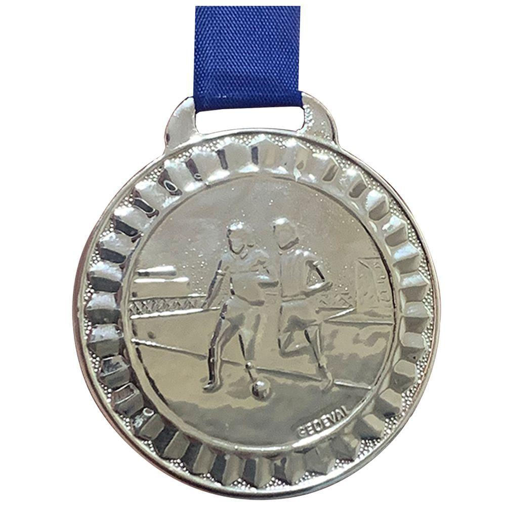 Medalha Futebol Futsal Campeonato Premiação Torneio 4,5 Cm prata