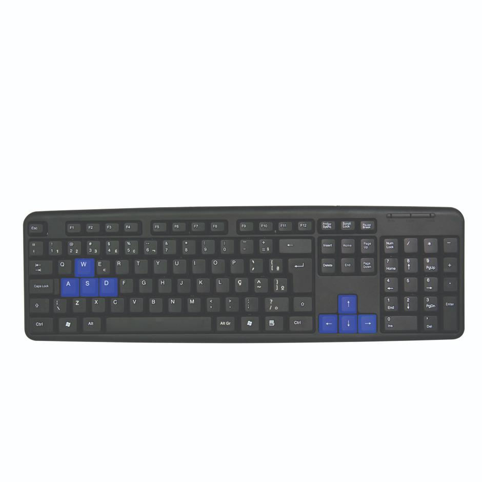 Teclado Newlink, ABNT2, Usb Level, Preto/azul - TC308