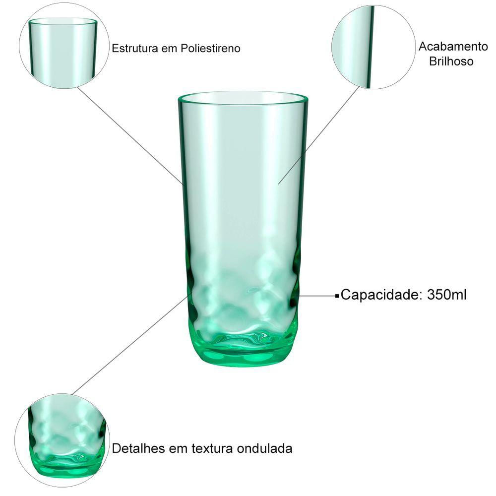 Copo Alto De Poliestireno 350ml Waze Coza - Brinox Verde Soft 20319/0529