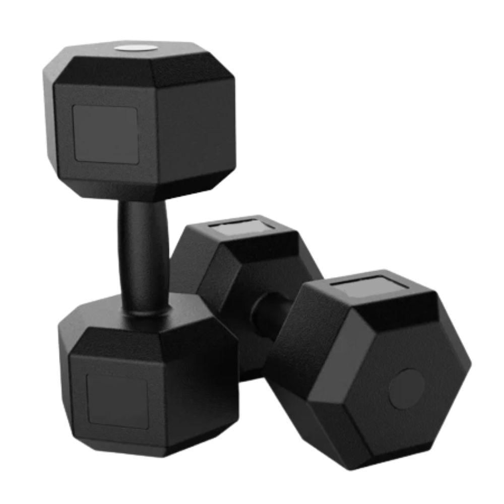 Par De Halter Dumbell Cement Sextavado Bonafit 9kg Preto