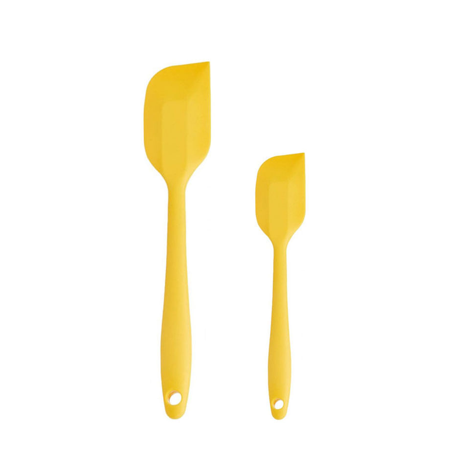 Espatula Pao Duro Reta Silicone e Mini Amarelo Kids 2un