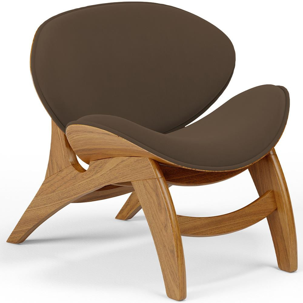 Poltrona Decorativa Orgânica Sala Living Kadosh L02 Suede Marrom - Lyam Decor