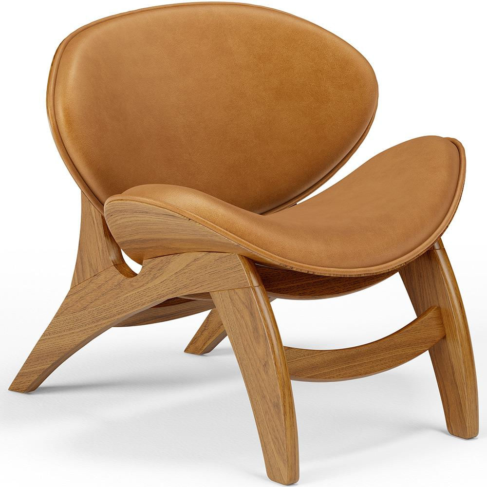 Poltrona Decorativa Orgânica Sala Living Kadosh L02 Couríssimo Canela - Lyam Decor
