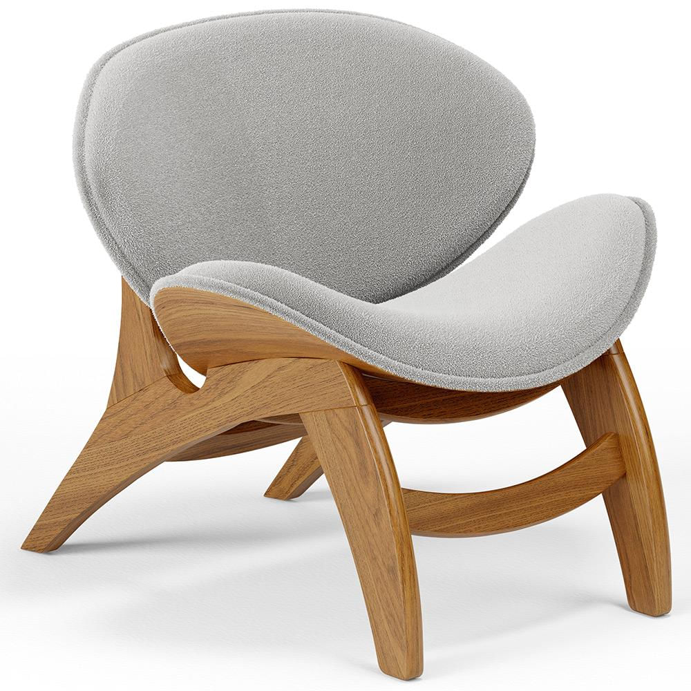 Poltrona Decorativa Orgânica Sala Living Kadosh L02 Bouclê Cinza - Lyam Decor