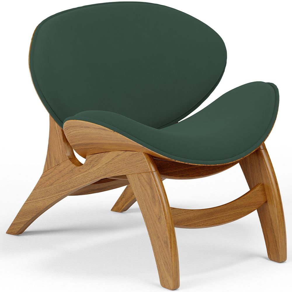 Poltrona Decorativa Orgânica Sala Living Kadosh L02 Suede Verde Musgo - Lyam Decor