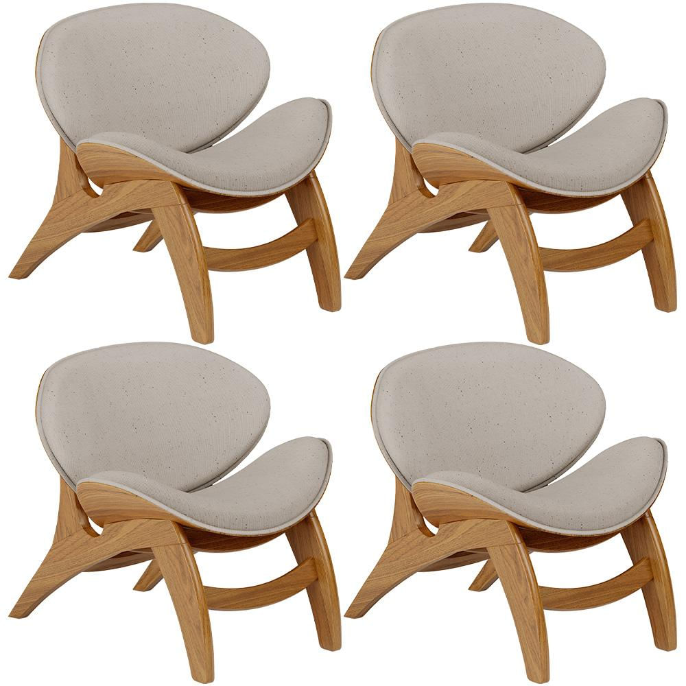 Kit 4 Poltronas Decorativa Orgânica Sala Living Kadosh L02 Linho Bege - Lyam Decor