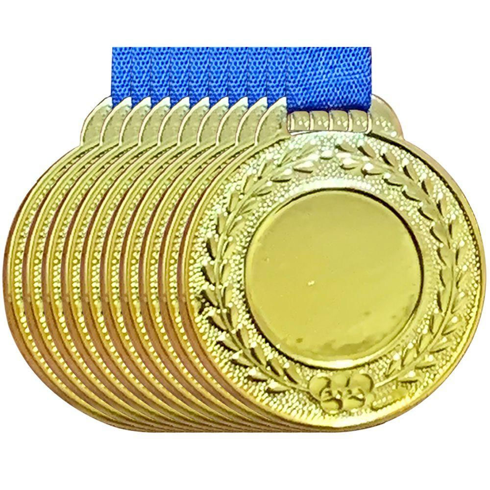 Kit 10 Medalhas Centro Liso Personalizar 35mm Premiação Aço ouro