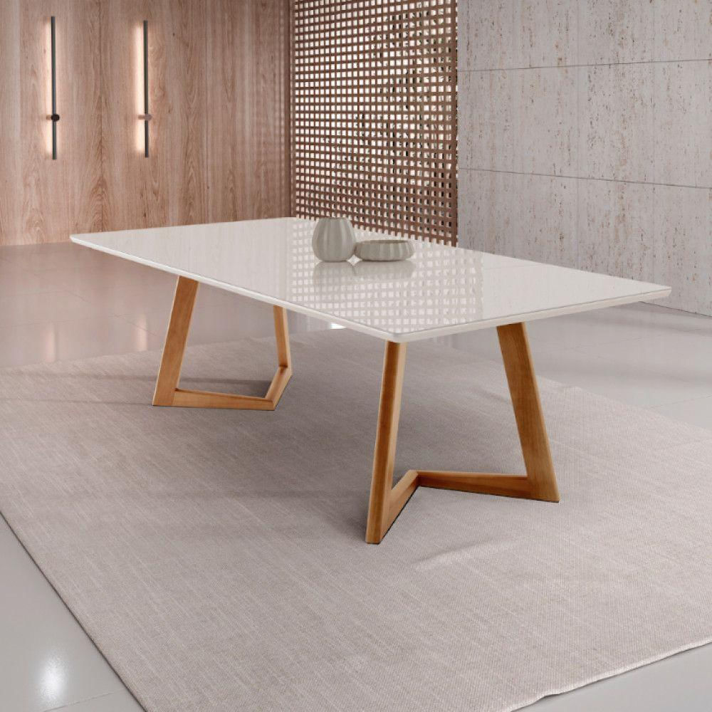 Mesa Para Sala De Jantar Munique Moderna Mobília Cinamomo Imbuia/off White