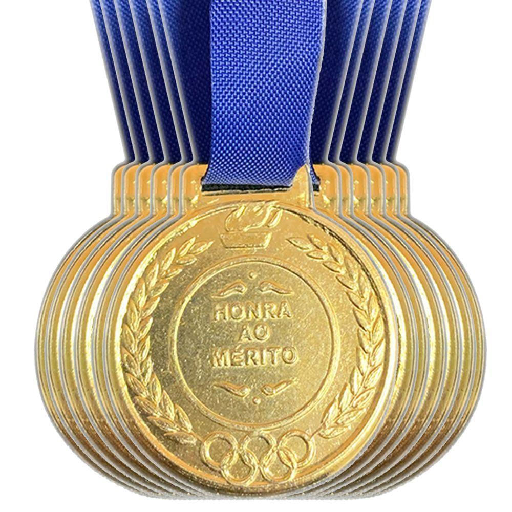 Kit 450 Medalhas Honra Ao Mérito Premiação Escola 290mm ouro